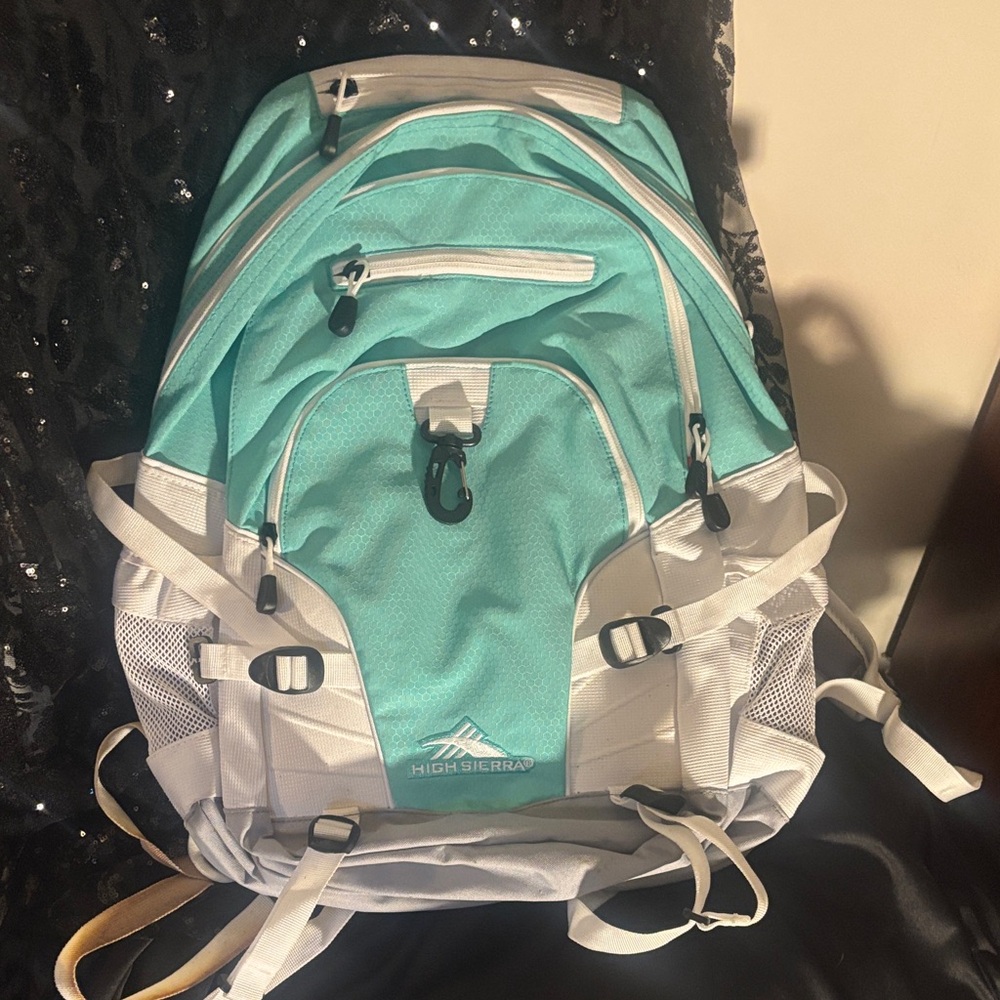 High Sierra Aqua and White Backpack